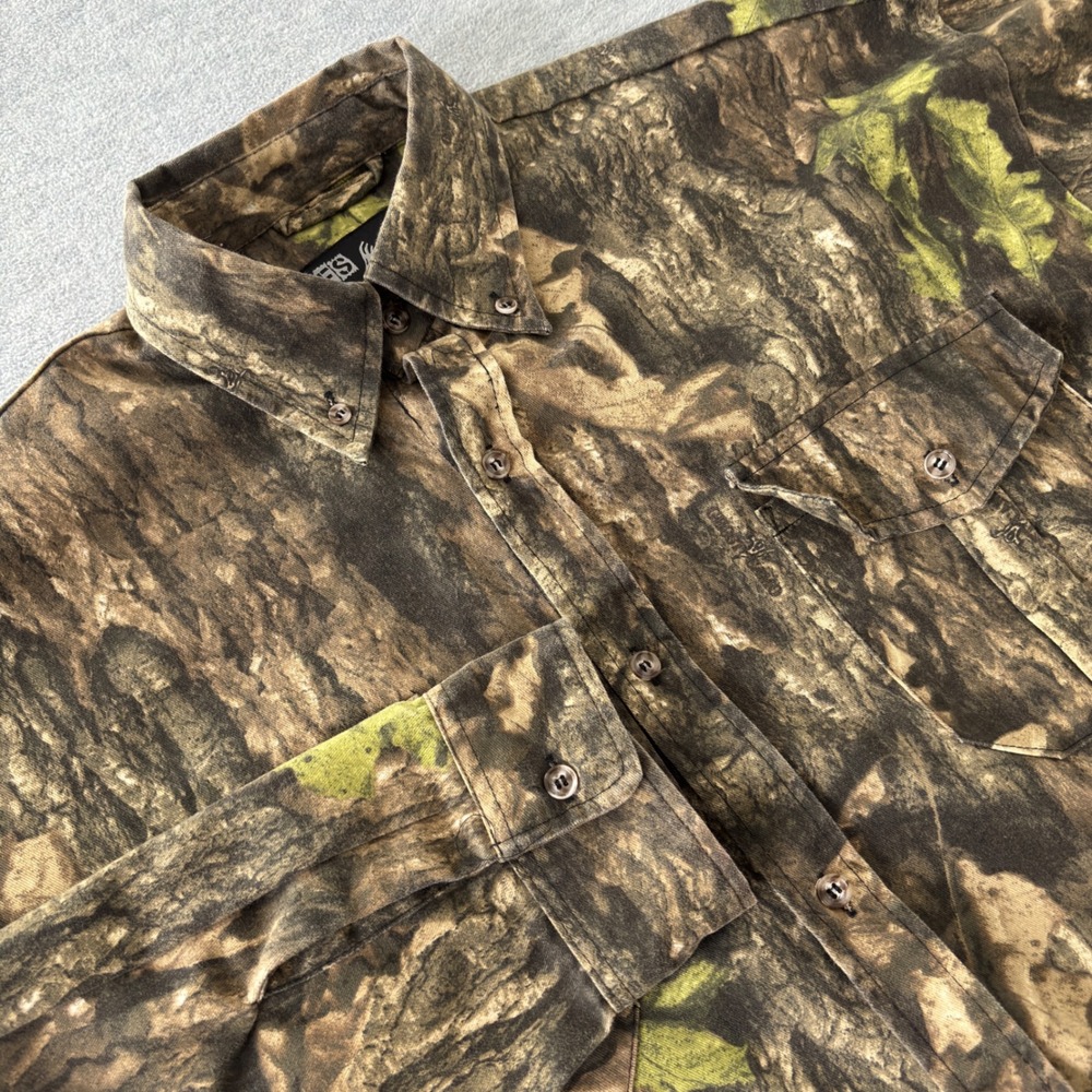 WFS Element Gear Mens 2XL Tree Bark Camo Button Down Shirt Long Sleeve Hunting